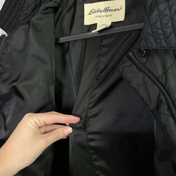 Eddie Bauer Quilted Jacket Women's Large Black Full Zip Winter Coat READ - Picture 15 of 16